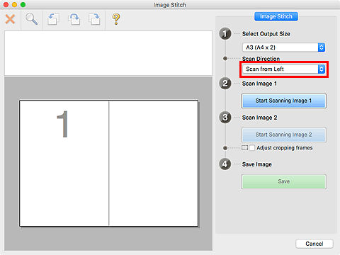 Scanning Items Larger than the Scanner Glass (Image Stitch) (Mac ...
