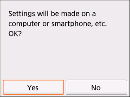 Easy wireless connect screen: Settings will be made on a computer or smartphone, etc.