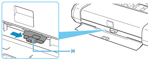 Figure: Move the paper thickness level (H, shown in inset) to the right