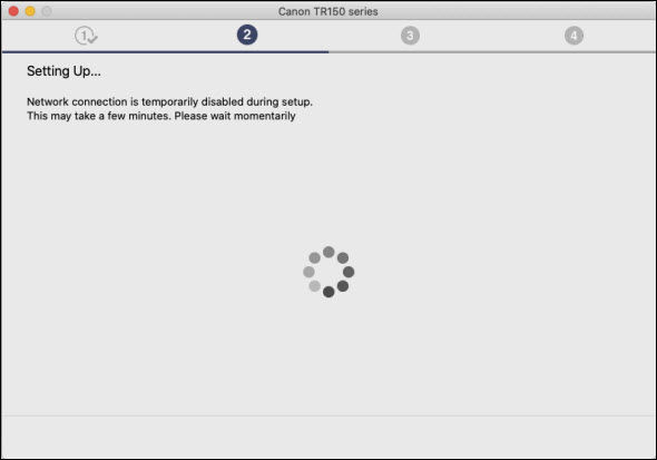 Figure: Setting up. Network connection is temporarily disabled during setup