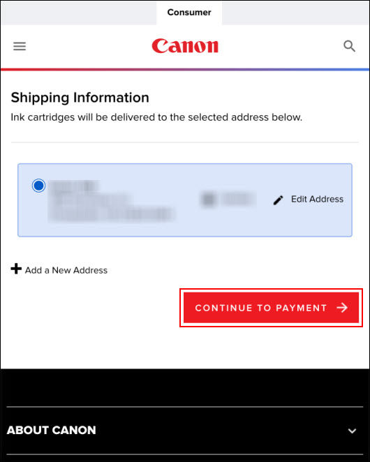 Select Continue to Payment (outlined in red) to proceed