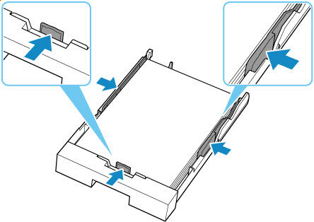 Move the paper guide and adjust the guides to edge of the paper stack