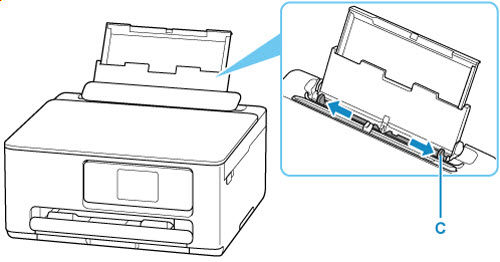 Slide the right paper guide (C) to open both paper guides