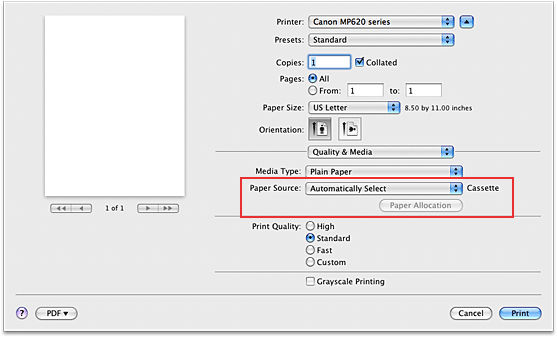 Switch Paper Trays on a PIXMA MG5320 From a Mac