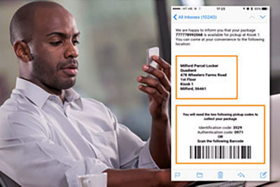 Image of a man checking his package