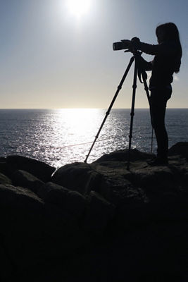Person Using a Tripod to Take a Picture at a Beach