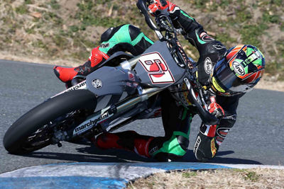 Motorcyclist Making a Tight Turn