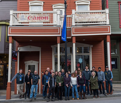 Canon staff outside the Canon Creative Studio before opening at Sundance Film Festival 2018.