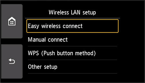 Other setup screen: Select Easy wireless connect