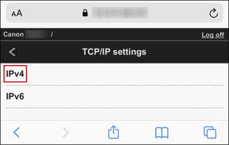 Tap IPv4 (outlined in red)