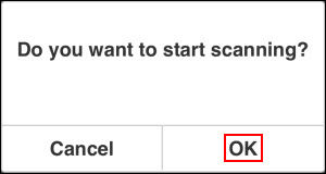 Tap OK (outlined in red) to begin scanning