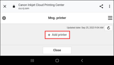 Tap Add printer (outlined in red)