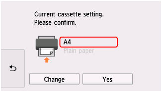 Make sure the page size shown on the touch screen matches the size of the paper loaded in the cassette