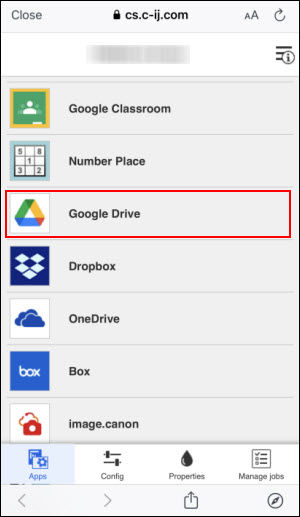 Tap Google Drive (outlined in red)