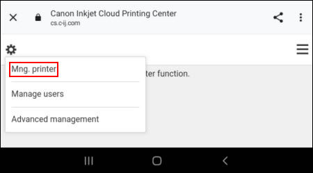 Tap Mng. printer (outlined in red)