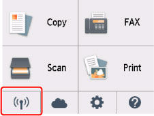 Figure: Touch screen with Network status icon outlined in red