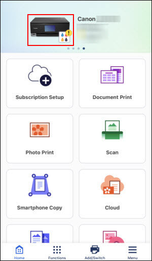 Tap the printer (outlined in red)