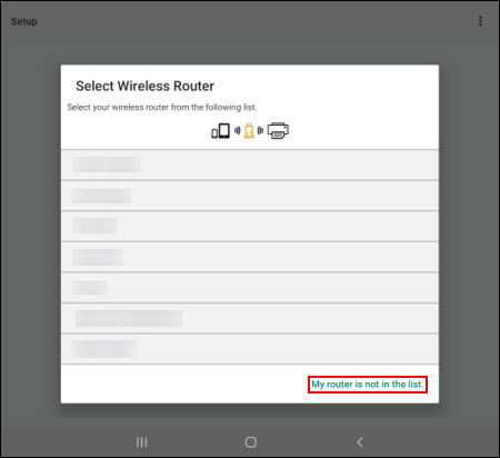 Tap "My router is not in the list." (outlined in red)