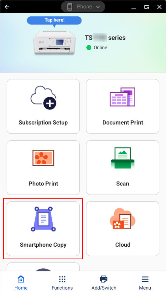 Select Smartphone Copy (outlined in red)