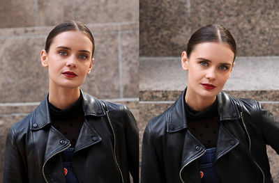 Photo of a woman taking two different poses