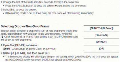 Setting the Time Code with the XF100 and XF105