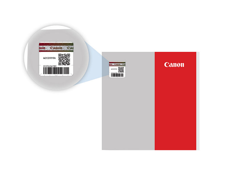 Picture of a barcode with Canon logo