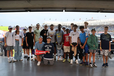 A group of people.