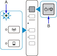 figure: The Wireless lamp flashes; press the ON/Stop button