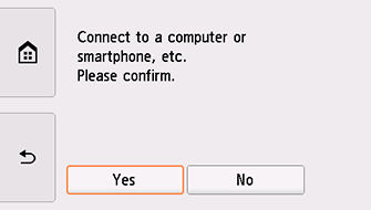 Easy wireless connect screen: Select Yes