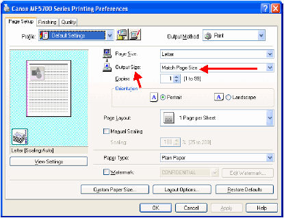 Change Output Size to 