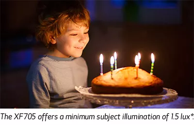 XF705 camcorder example of child looking at cake