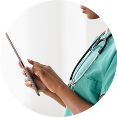 Doctor pointing to a tablet