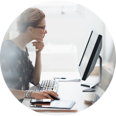 Woman looking at computer screen