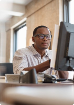 man working on computer