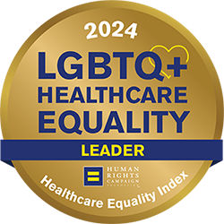 2024 LGBTQ+ Healthcare Equality Leader. Indicates safe, affirming care for all.
