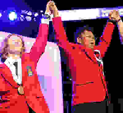 SkillsUSA event with people cheering