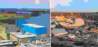 side by side shots of the Clinton and Dresden Clean Energy Centers