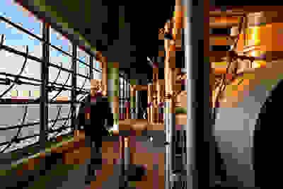 Man walking the halls of Conowingo dam