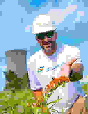 Man holding flower