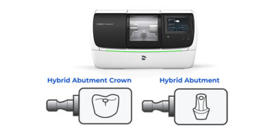 Manufacturing hybrid abutment crowns and hybrid abutments with CEREC system