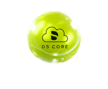 DS Core logo with the Dentsply Sirona favicon in a cloud outline inside a chartreuse bubble.