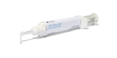 AH Plus Jet root canal sealer in dual-barrel syringe with mixing tip