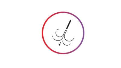 Irrigation needle icon with liquid spray lines, surrounded by a red gradient circle.