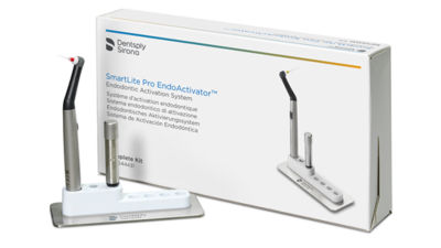 SmartLite Pro EndoActivator product packaging with handpiece and tips displayed.