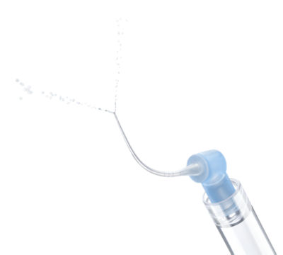 Close-up of a 30-gauge endodontic irrigation needle designed for cleaning until the apex.