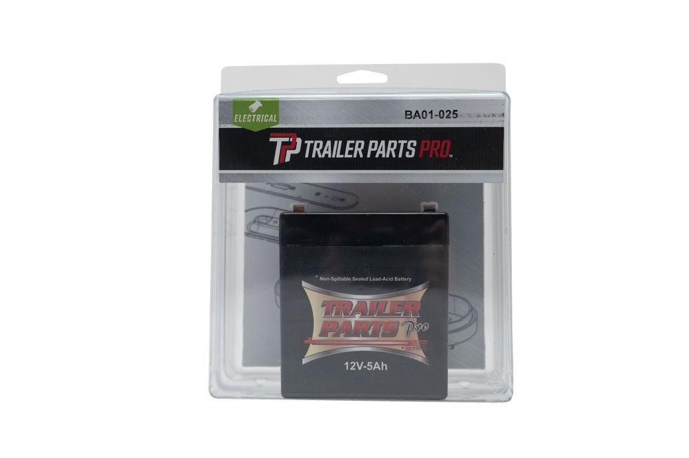 Dexter BA01-025 trailer breakaway battery in a clear retail blister pack.