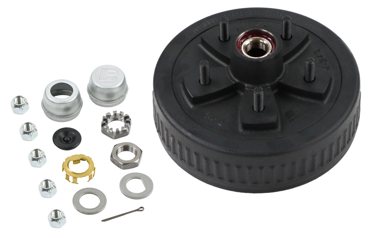Dexter K08-249-2G trailer brake drum hub kit with studs, grease cap, nut, washers