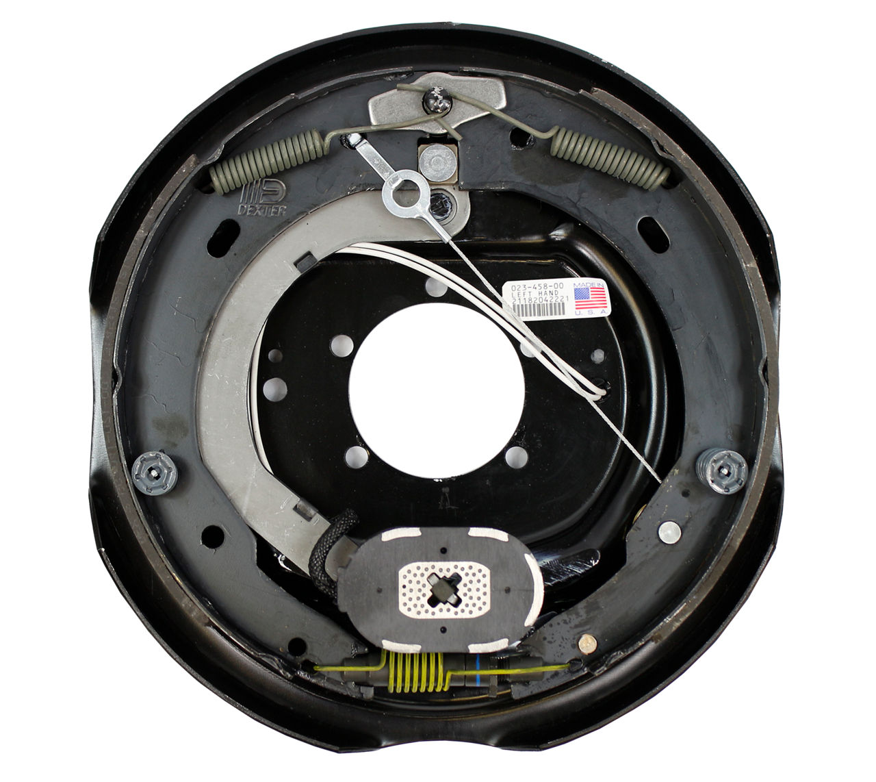 Exploded diagram of trailer hub and brake drum with bearings, seal, nut, and hardware