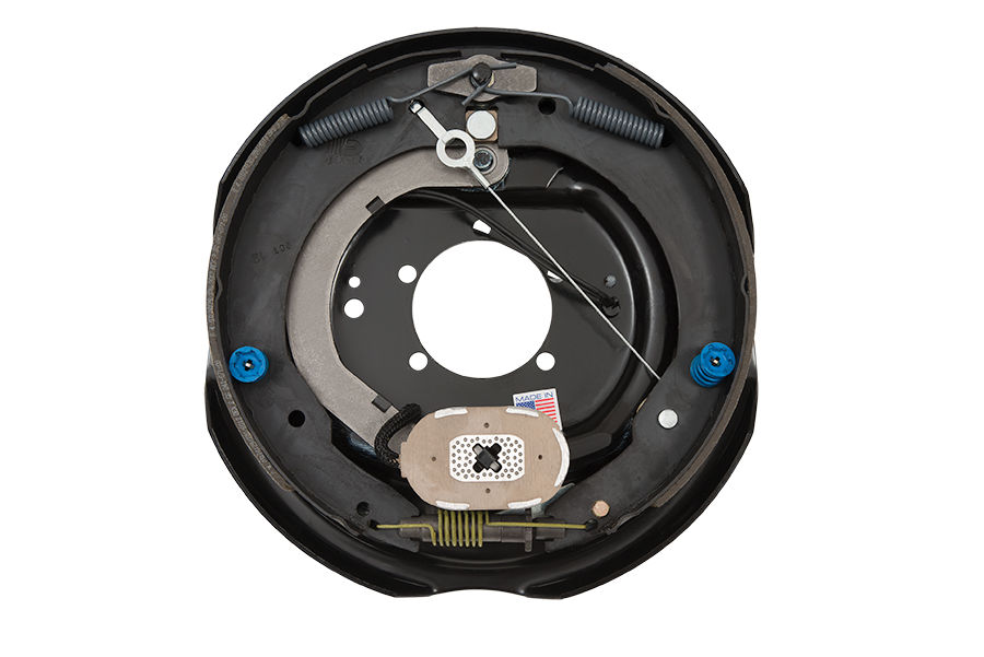 Dexter K23-464-00 electric trailer brake assembly with shoes, springs, magnet, and backing plate