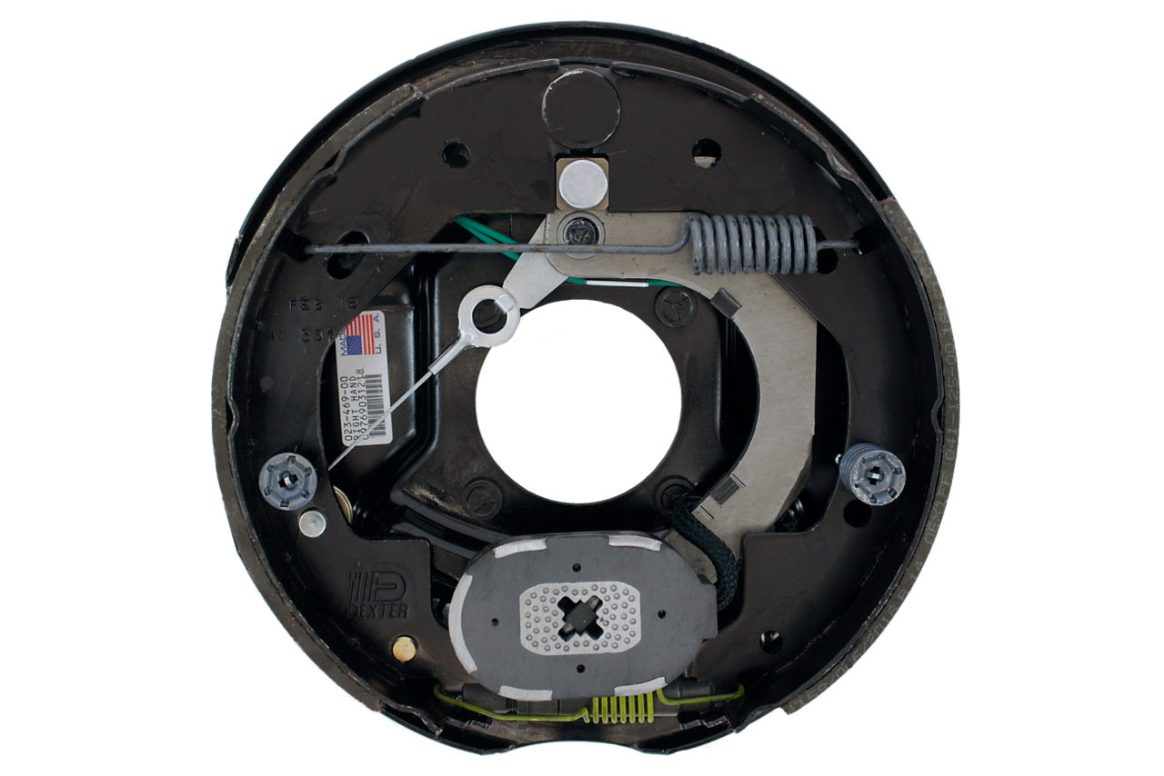 Dexter K23-469-00 electric trailer brake assembly with shoes, springs, magnet, plate